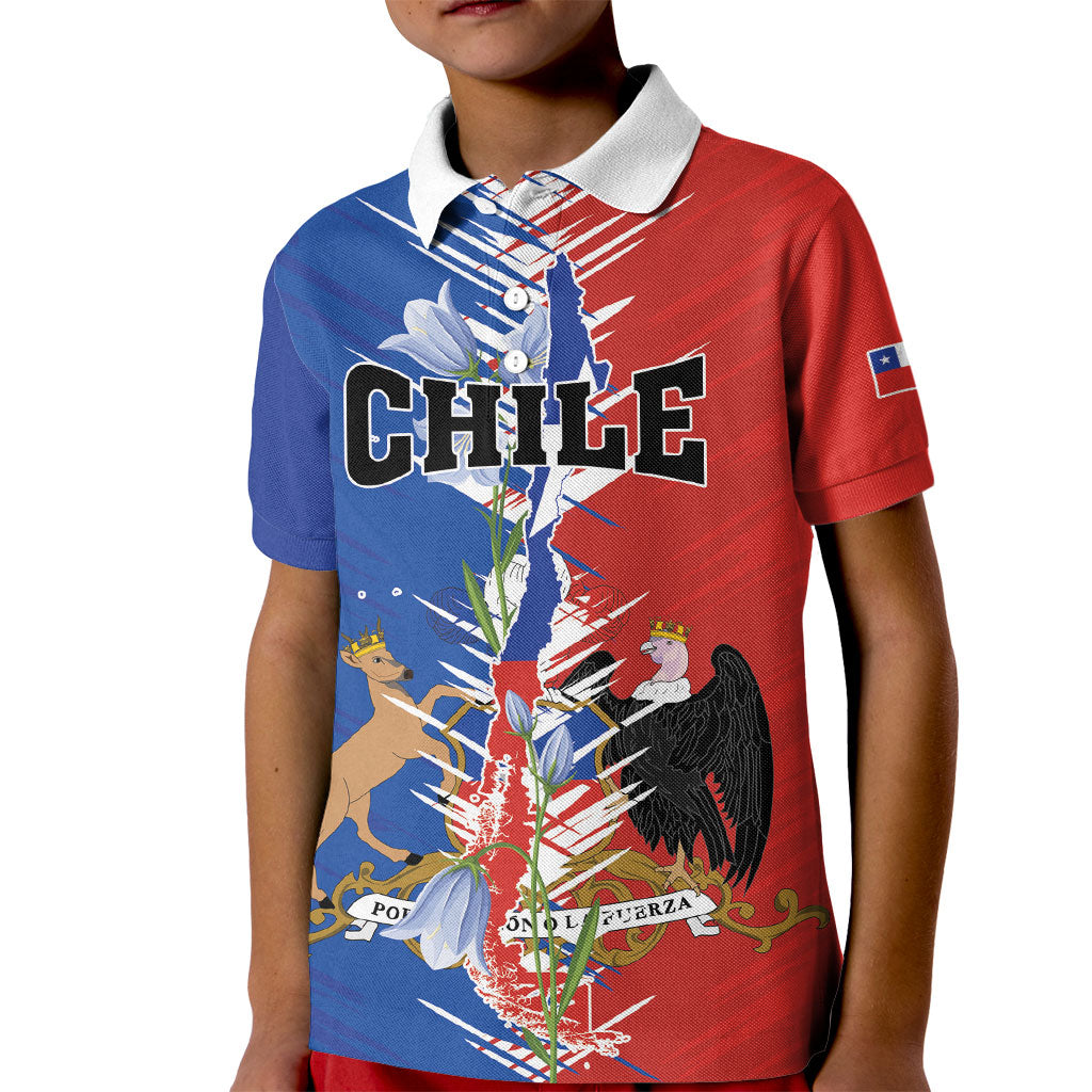 Personalized Chile Flag Map Kid Polo Shirt Happy Independence Day