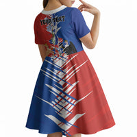 Personalized Chile Flag Map Kid Short Sleeve Dress Happy Independence Day