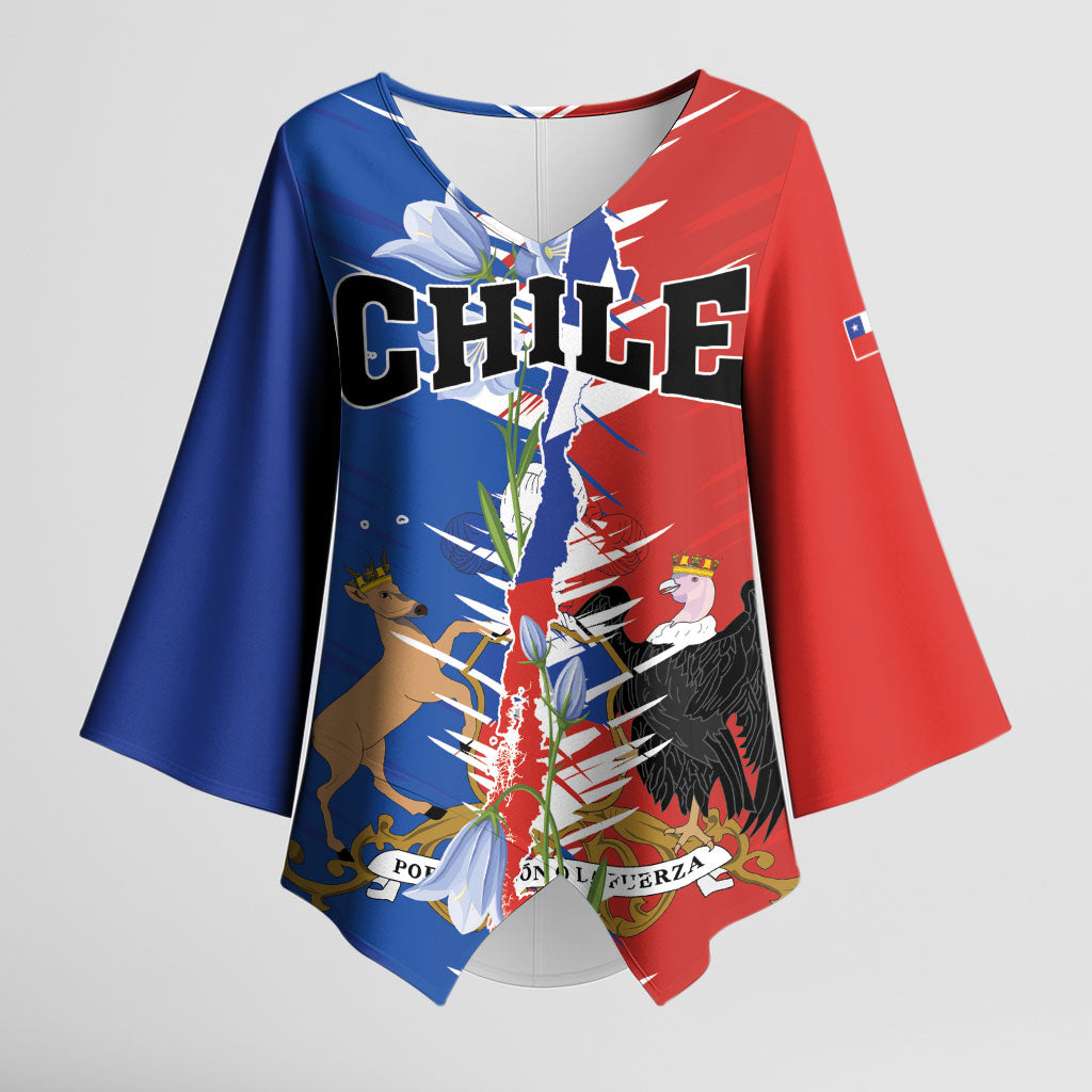 Personalized Chile Flag Map Kimono Sleeve Blouse Happy Independence Day