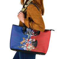 Chile Flag Map Leather Tote Bag Happy Independence Day