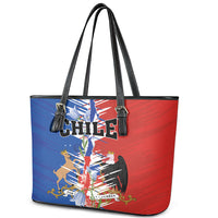 Chile Flag Map Leather Tote Bag Happy Independence Day