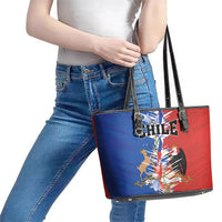 Chile Flag Map Leather Tote Bag Happy Independence Day