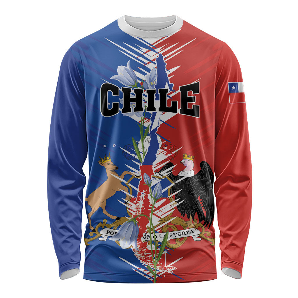 Personalized Chile Flag Map Long Sleeve Shirt Happy Independence Day