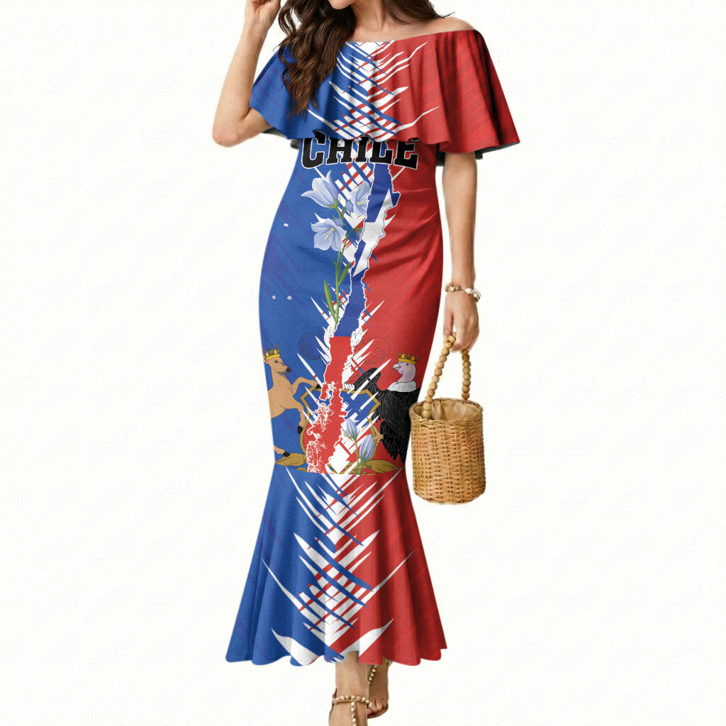 Personalized Chile Flag Map Mermaid Dress Happy Independence Day