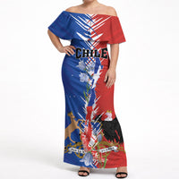 Personalized Chile Flag Map Off Shoulder Maxi Dress Happy Independence Day