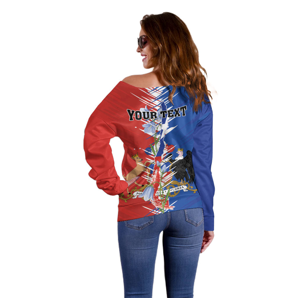 Personalized Chile Flag Map Off Shoulder Sweater Happy Independence Day