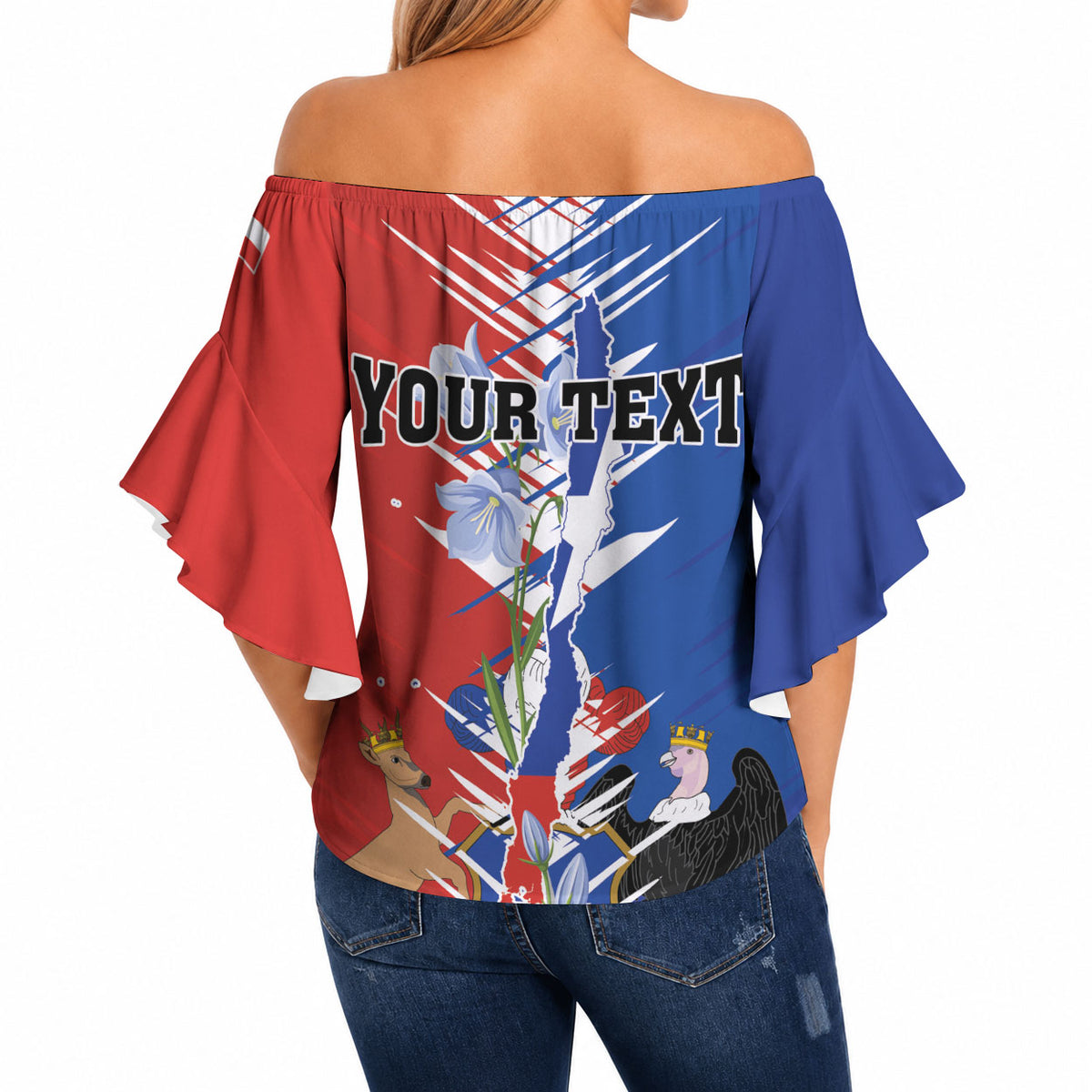 Personalized Chile Flag Map Off Shoulder Wrap Waist Top Happy Independence Day