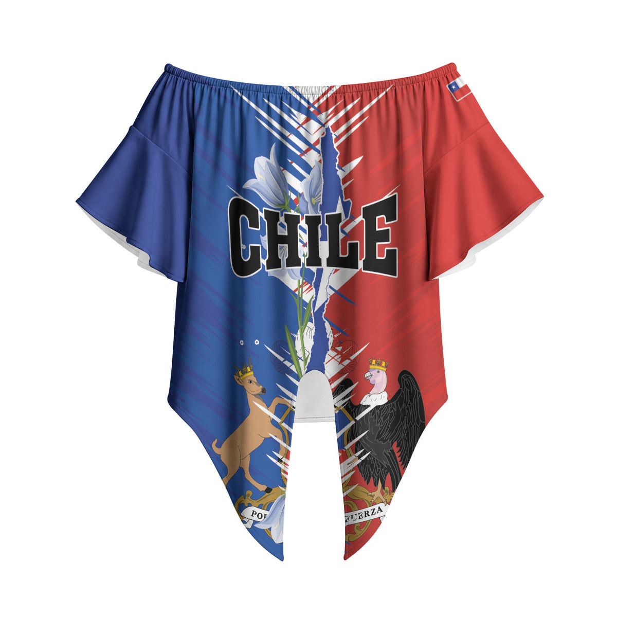 Personalized Chile Flag Map Off Shoulder Wrap Waist Top Happy Independence Day