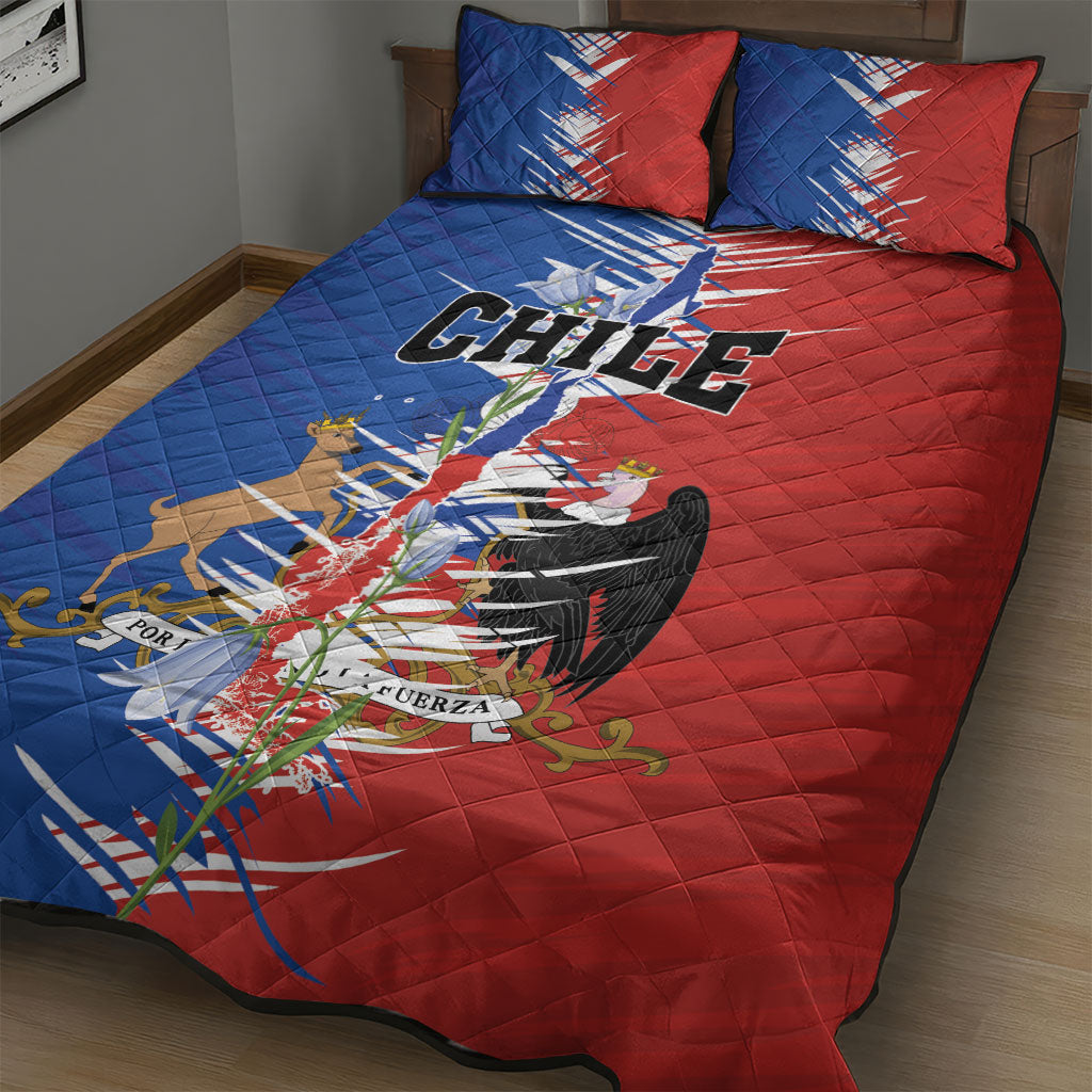 Chile Flag Map Quilt Bed Set Happy Independence Day