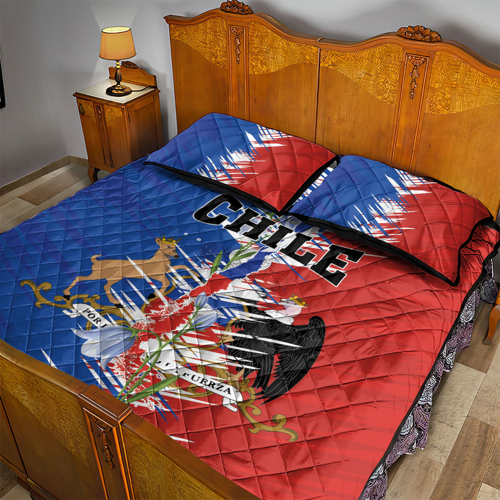 Chile Flag Map Quilt Bed Set Happy Independence Day