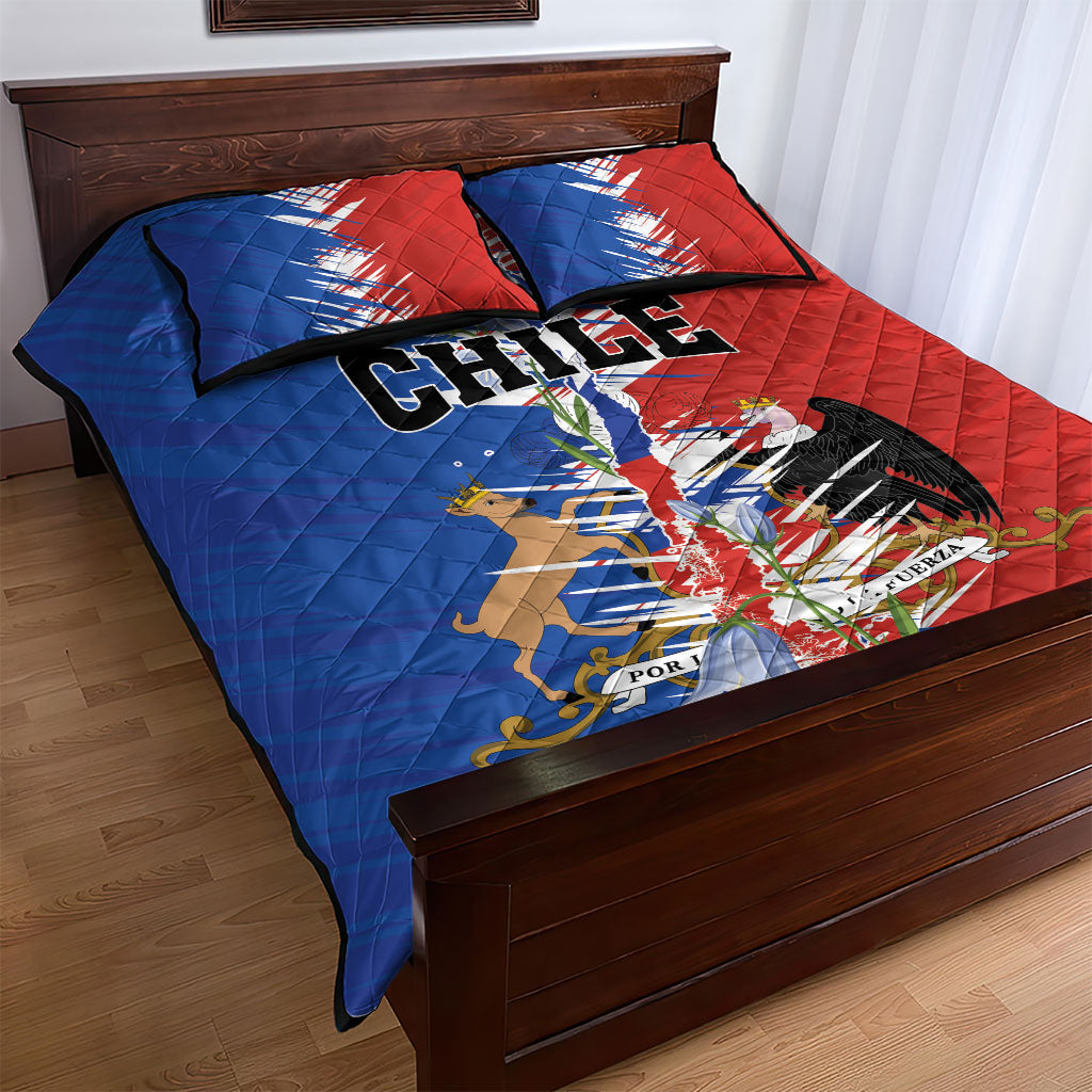 Chile Flag Map Quilt Bed Set Happy Independence Day