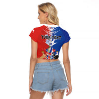 Personalized Chile Flag Map Raglan Cropped T Shirt Happy Independence Day