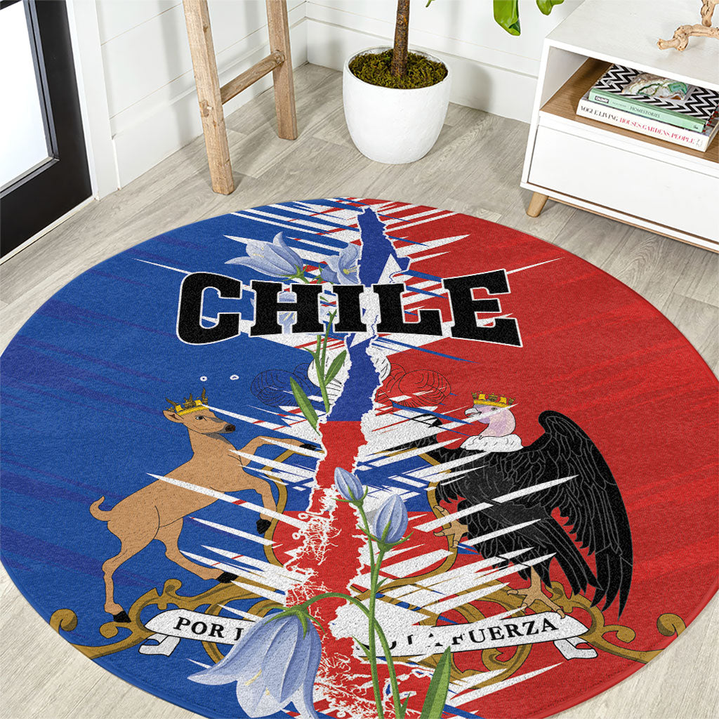 Chile Flag Map Round Carpet Happy Independence Day