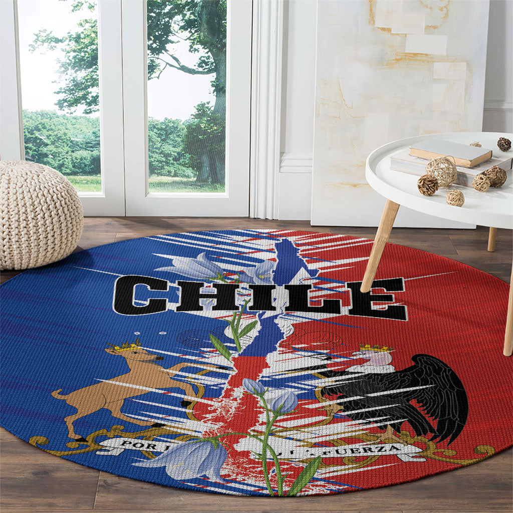 Chile Flag Map Round Carpet Happy Independence Day