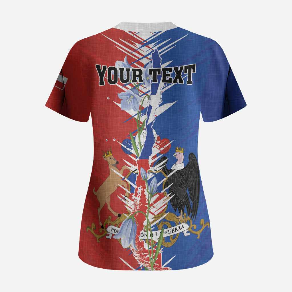 Personalized Chile Flag Map Scrub Top Happy Independence Day