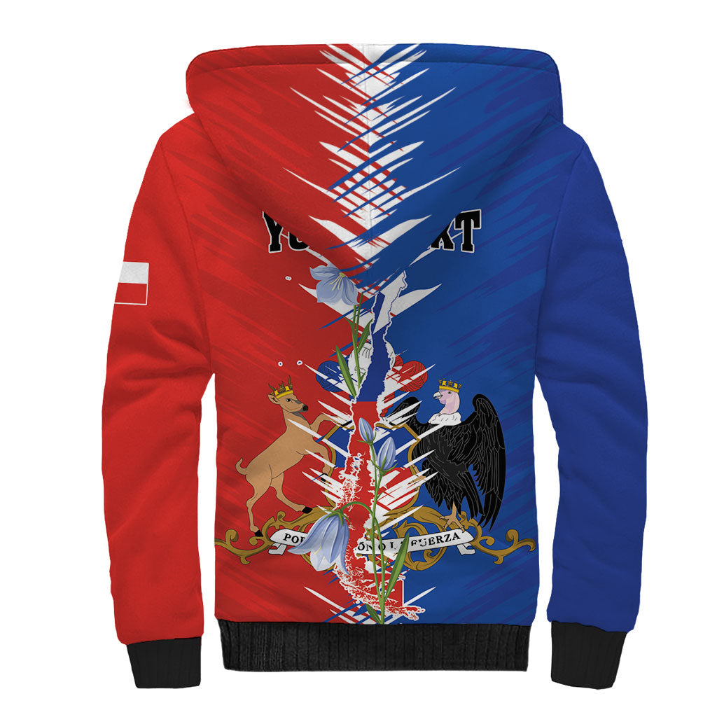 Personalized Chile Flag Map Sherpa Hoodie Happy Independence Day
