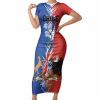 Personalized Chile Flag Map Short Sleeve Bodycon Dress Happy Independence Day
