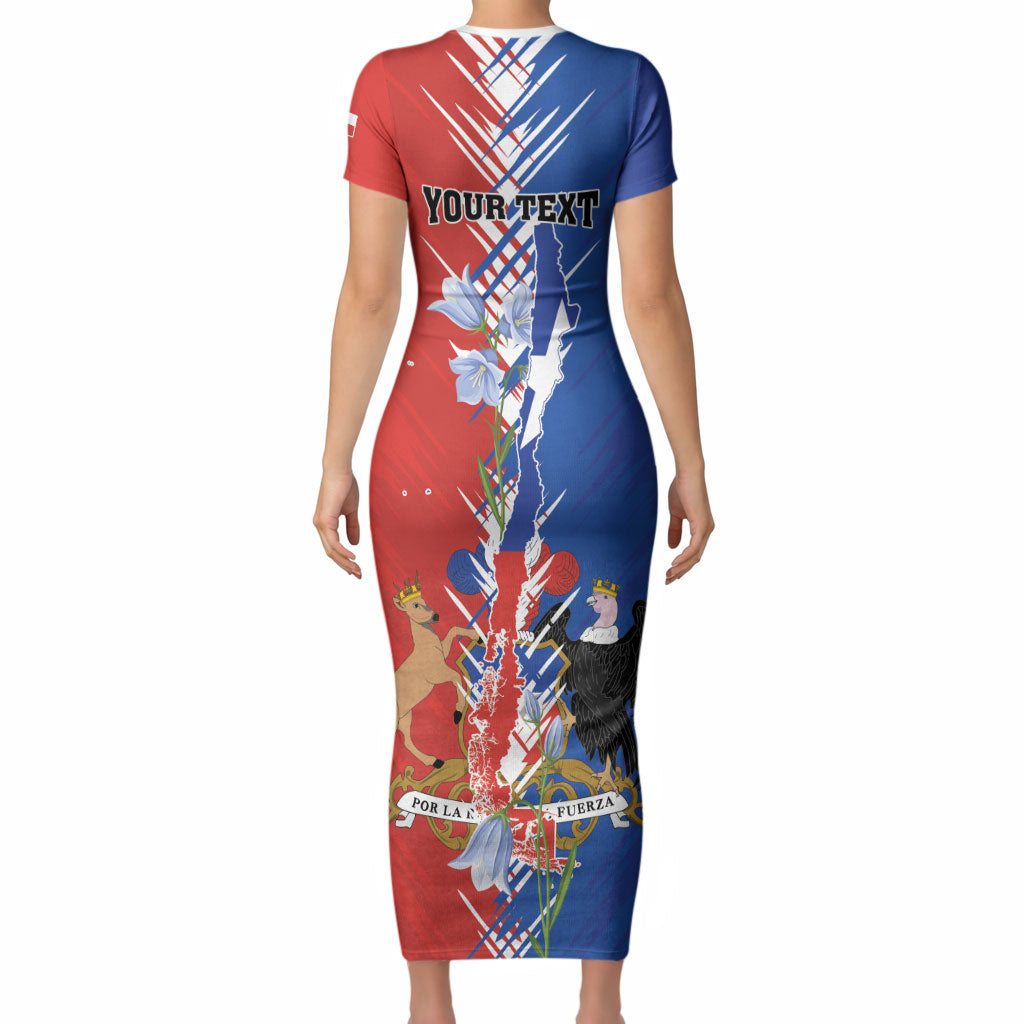 Personalized Chile Flag Map Short Sleeve Bodycon Dress Happy Independence Day