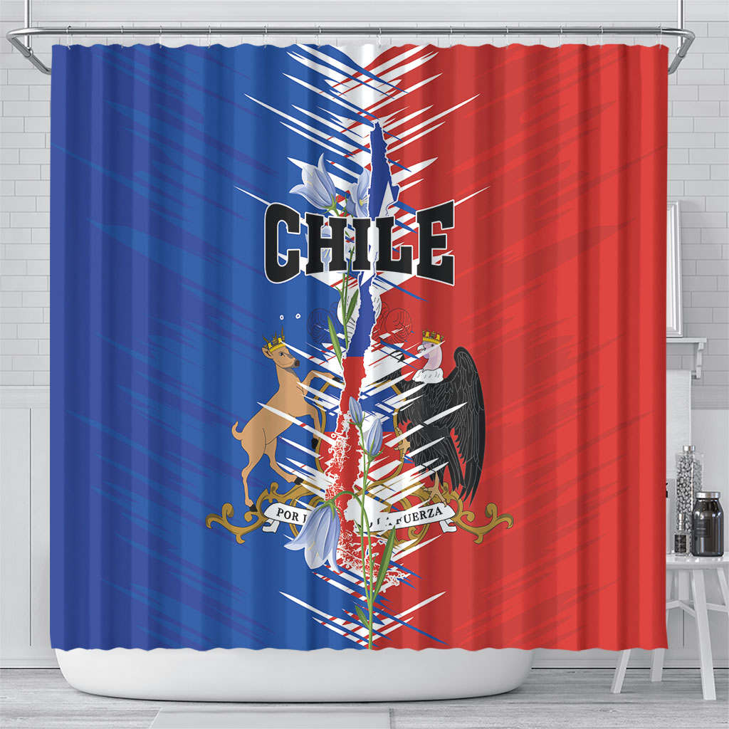 Chile Flag Map Shower Curtain Happy Independence Day