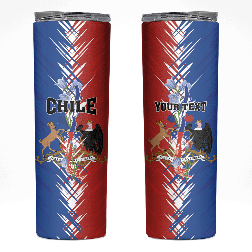 Personalized Chile Flag Map Skinny Tumbler Happy Independence Day