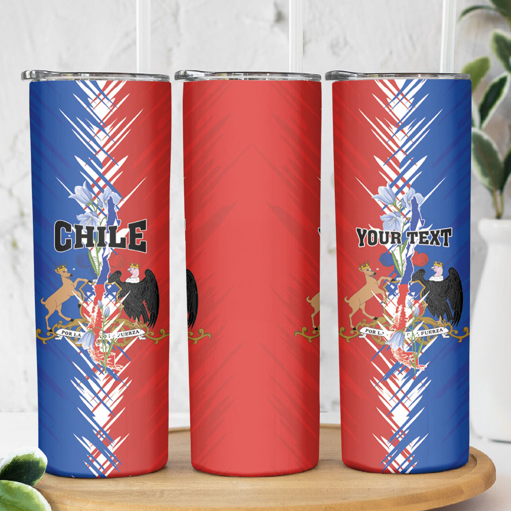 Personalized Chile Flag Map Skinny Tumbler Happy Independence Day