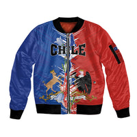 Personalized Chile Flag Map Sleeve Zip Bomber Jacket Happy Independence Day