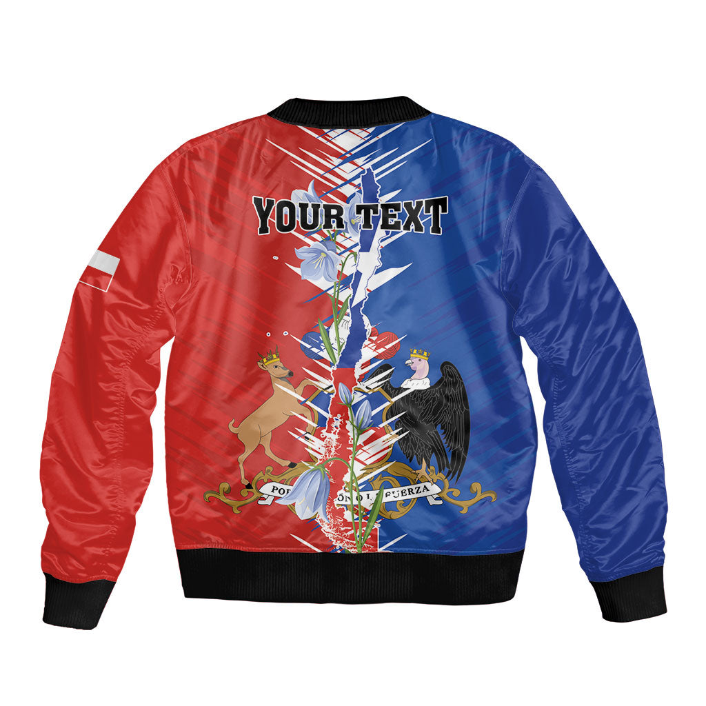 Personalized Chile Flag Map Sleeve Zip Bomber Jacket Happy Independence Day