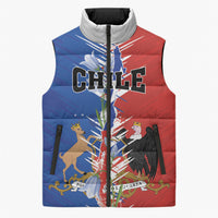 Personalized Chile Flag Map Sleeveless Puffer Jacket Happy Independence Day