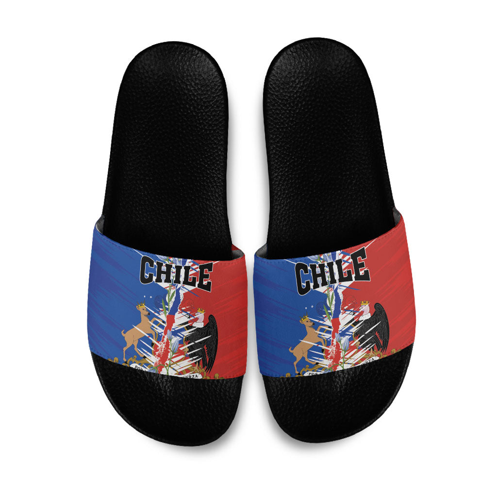 Chile Flag Map Slide Sandals Happy Independence Day