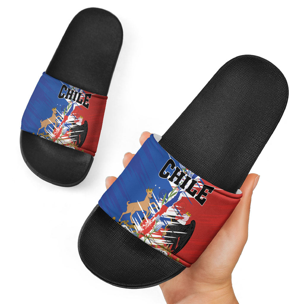 Chile Flag Map Slide Sandals Happy Independence Day