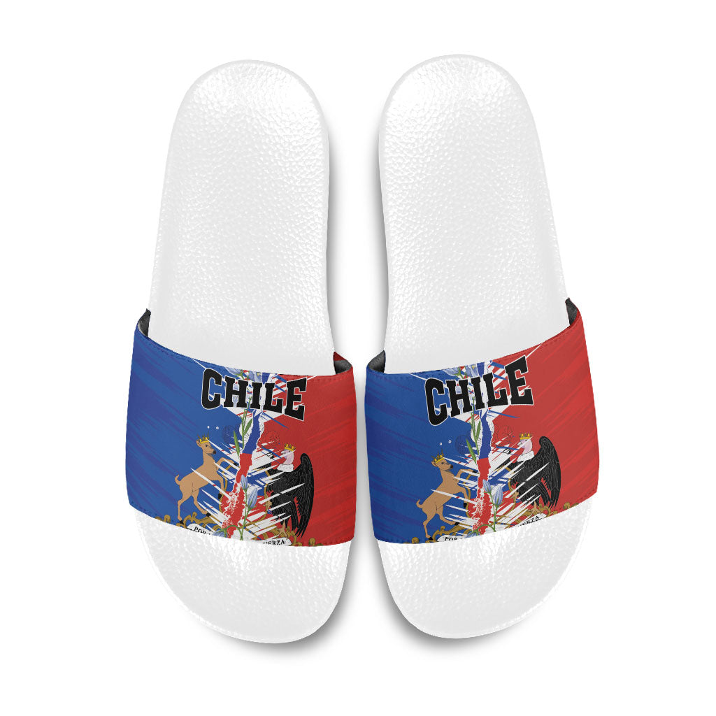 Chile Flag Map Slide Sandals Happy Independence Day