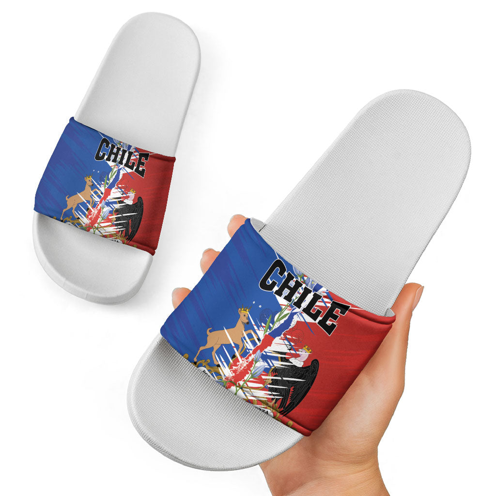 Chile Flag Map Slide Sandals Happy Independence Day