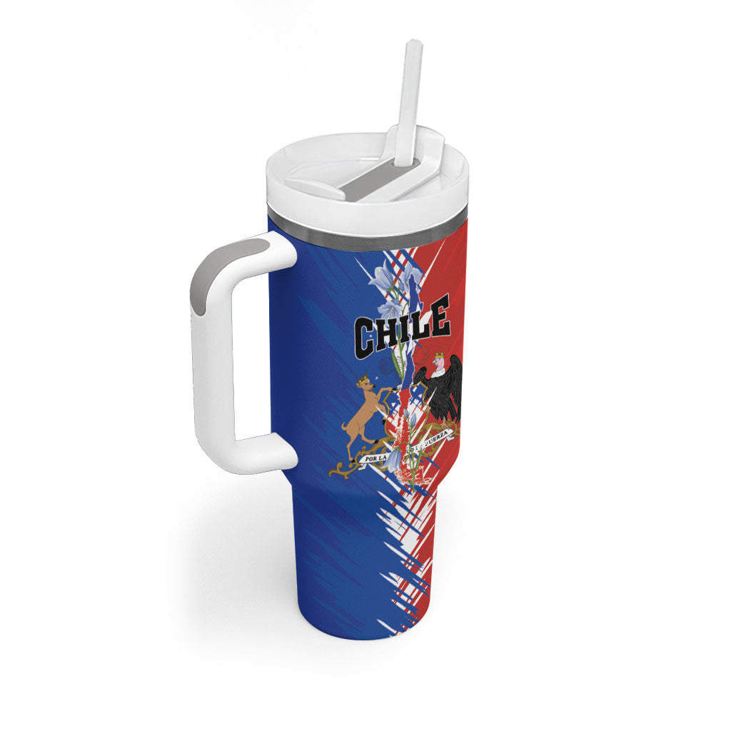 Personalized Chile Flag Map Tumbler With Handle Happy Independence Day