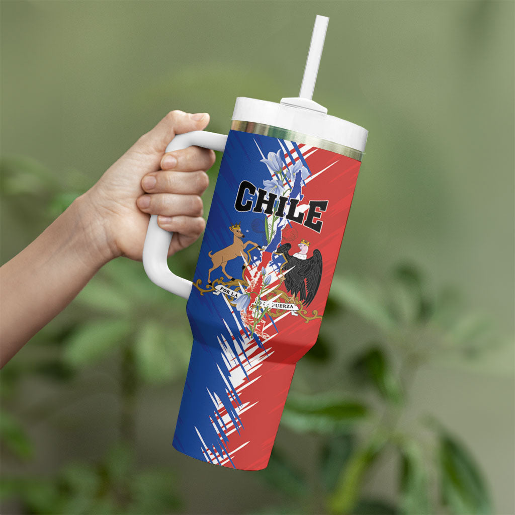 Personalized Chile Flag Map Tumbler With Handle Happy Independence Day