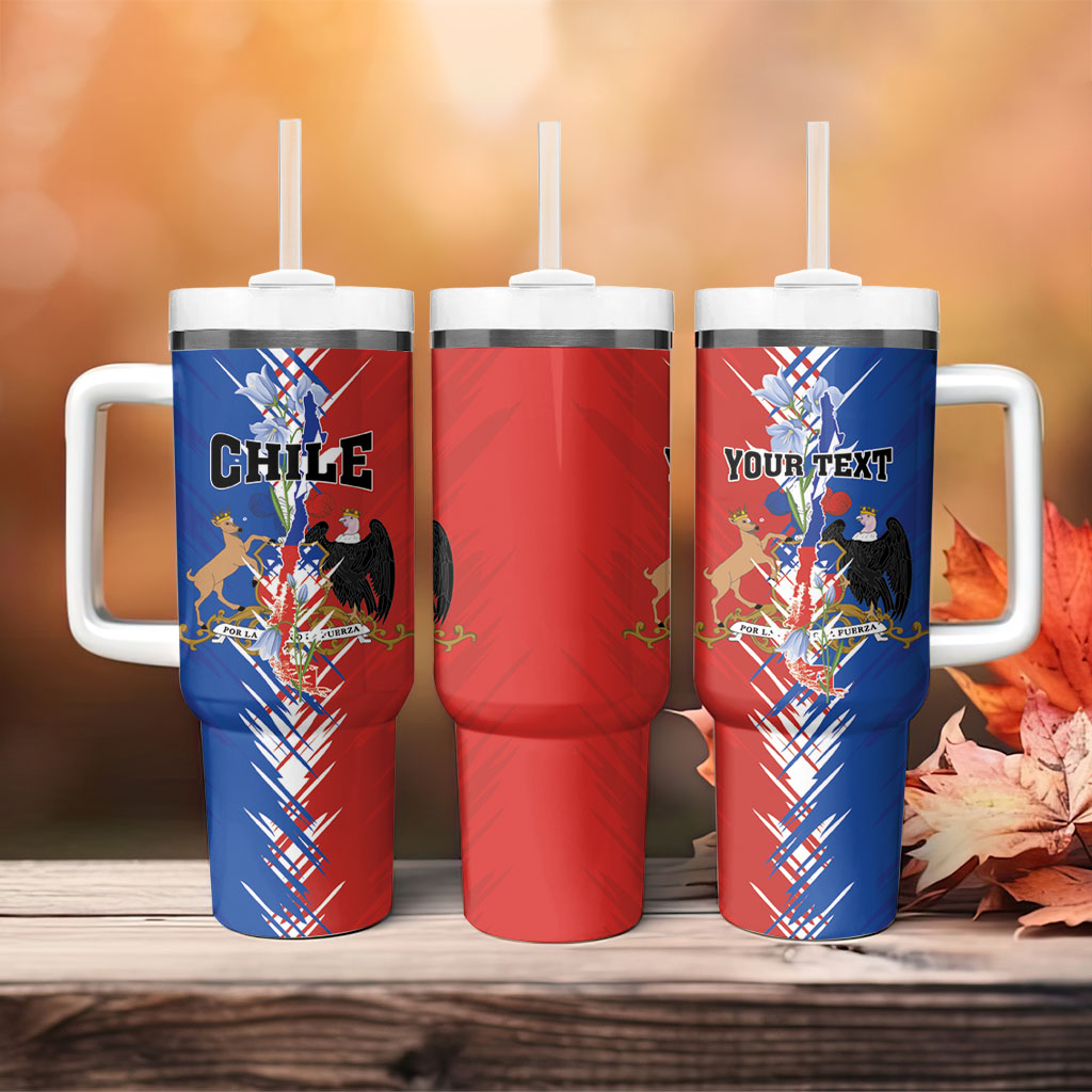 Personalized Chile Flag Map Tumbler With Handle Happy Independence Day