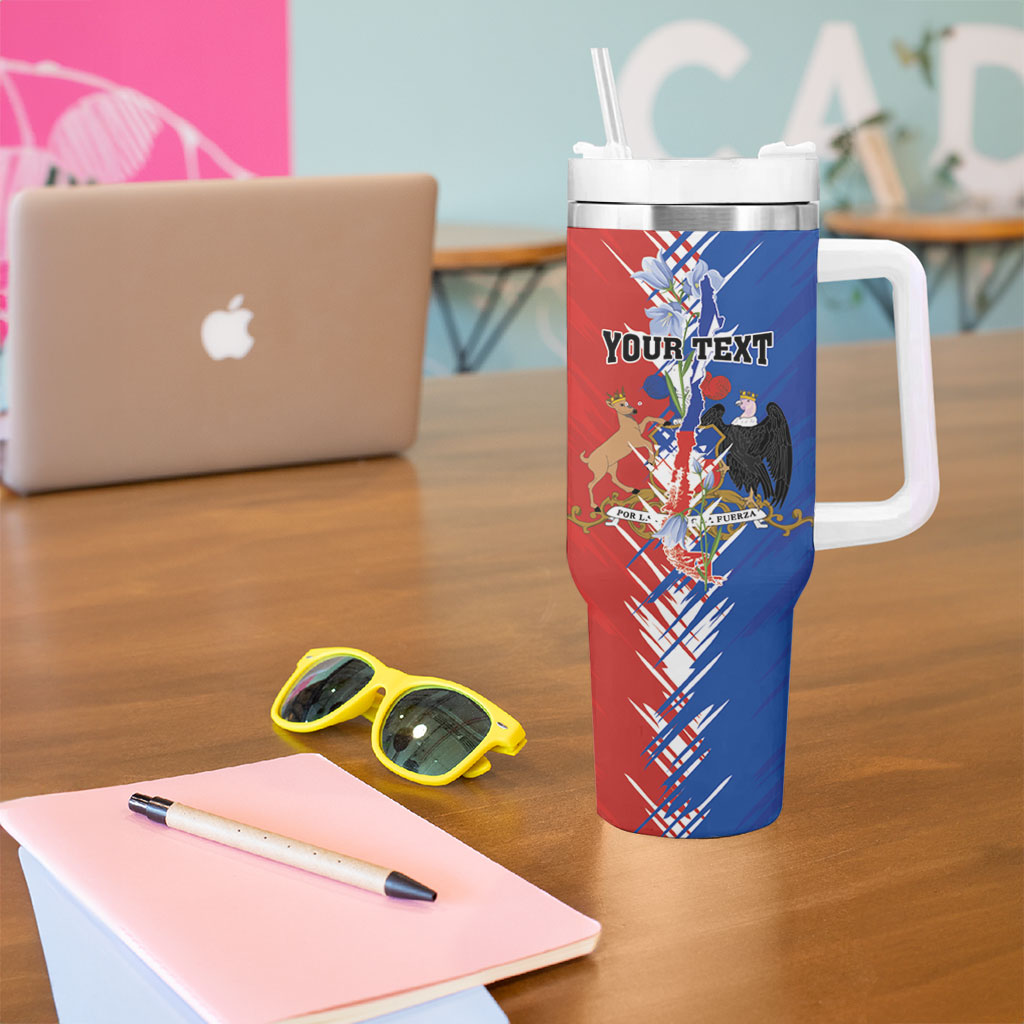 Personalized Chile Flag Map Tumbler With Handle Happy Independence Day
