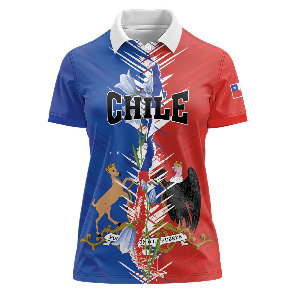Personalized Chile Flag Map Women Polo Shirt Happy Independence Day