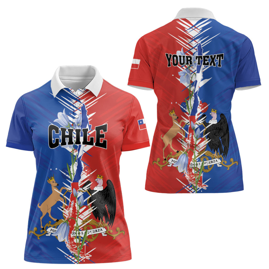 Personalized Chile Flag Map Women Polo Shirt Happy Independence Day
