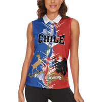 Personalized Chile Flag Map Women Sleeveless Polo Shirt Happy Independence Day