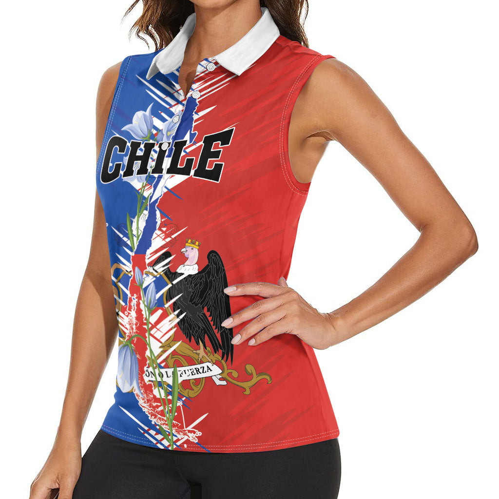 Personalized Chile Flag Map Women Sleeveless Polo Shirt Happy Independence Day