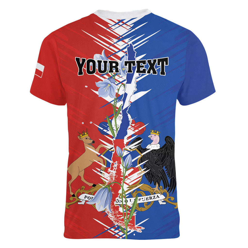 Personalized Chile Flag Map Women V-Neck T-Shirt Happy Independence Day