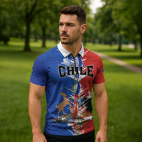 Personalized Chile Flag Map Zipper Polo Shirt Happy Independence Day