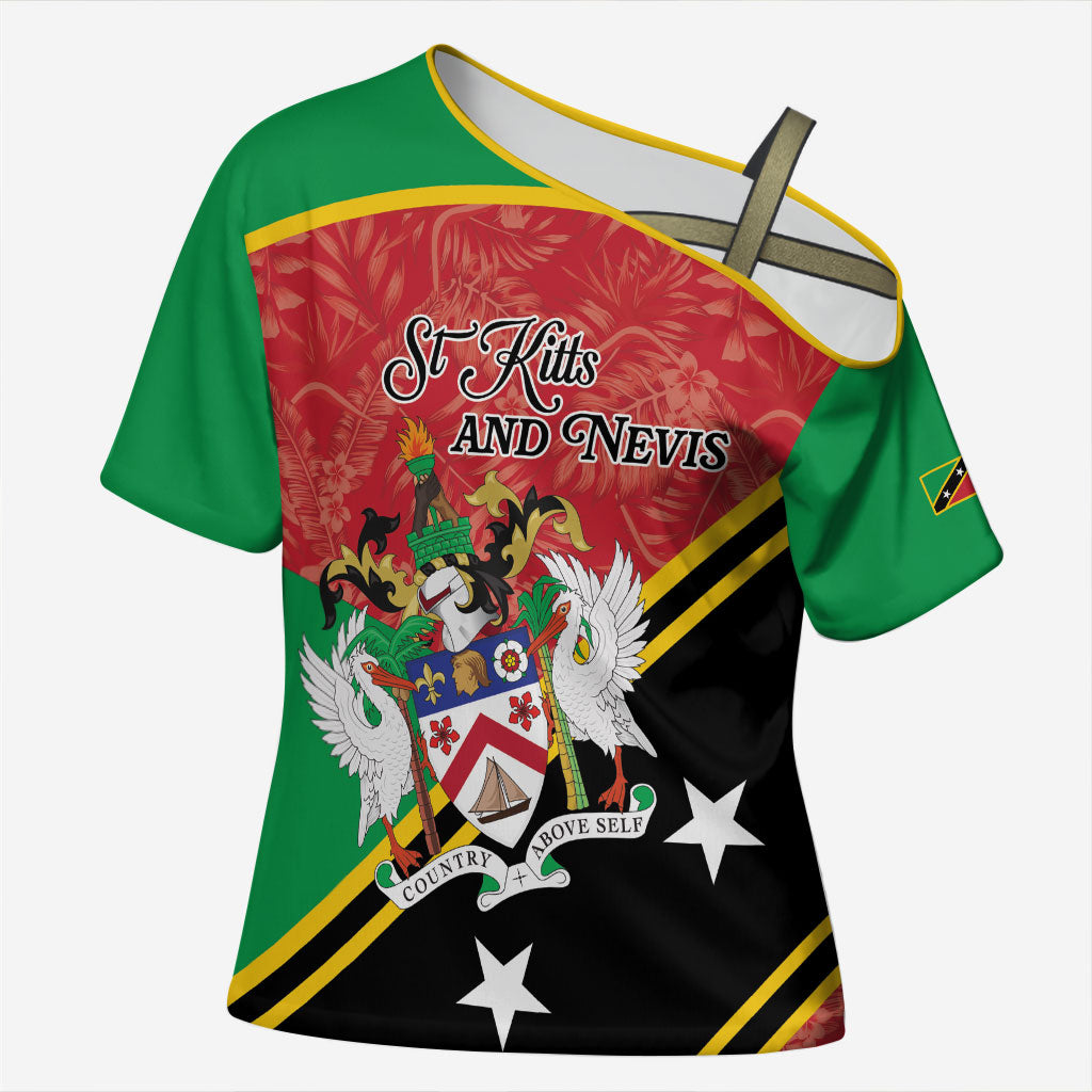 Personalized Saint Kitts and Nevis Cross Shoulder Shirt Happy Independence Day