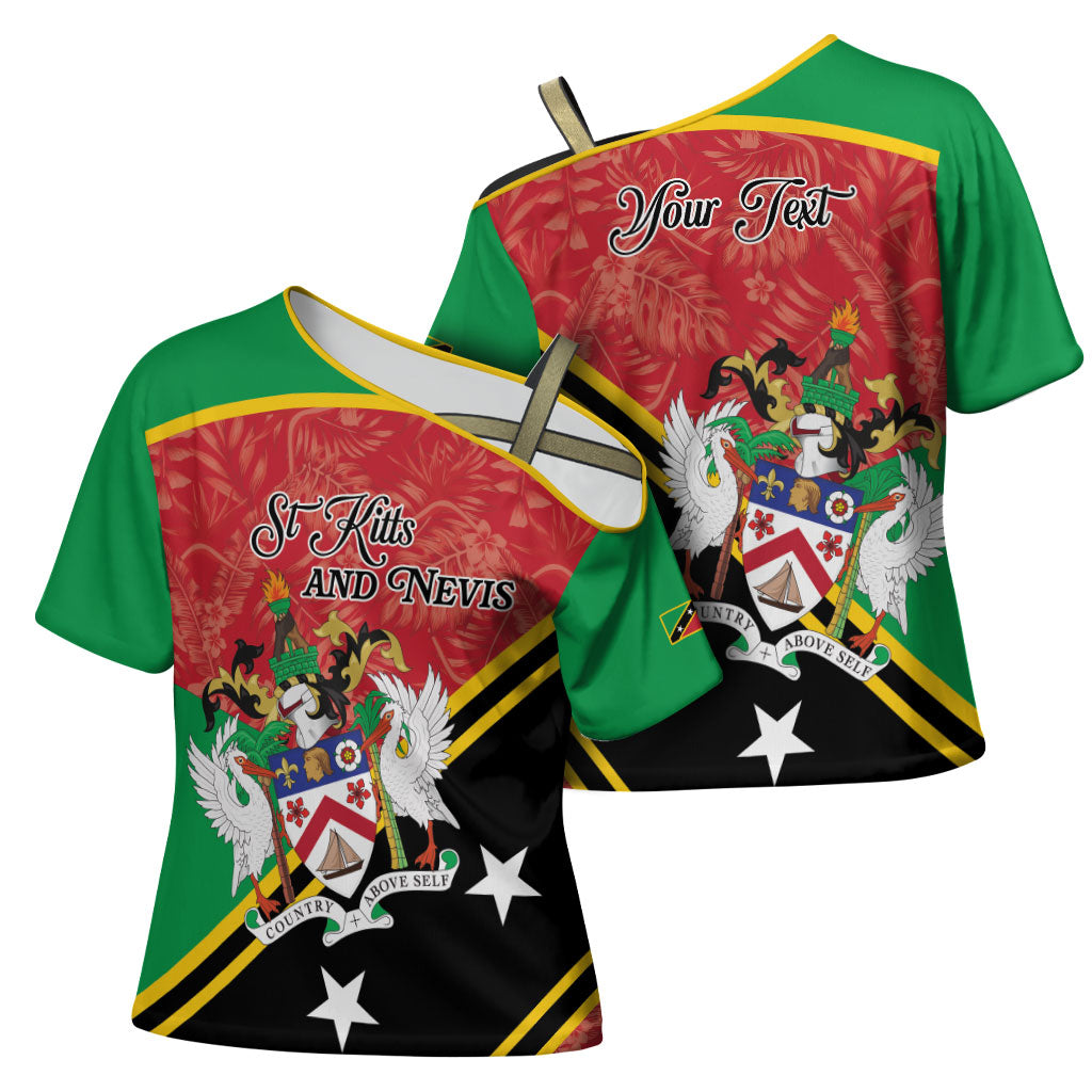 Personalized Saint Kitts and Nevis Cross Shoulder Shirt Happy Independence Day