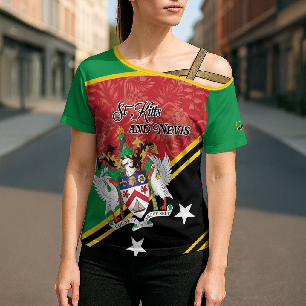 Personalized Saint Kitts and Nevis Cross Shoulder Shirt Happy Independence Day