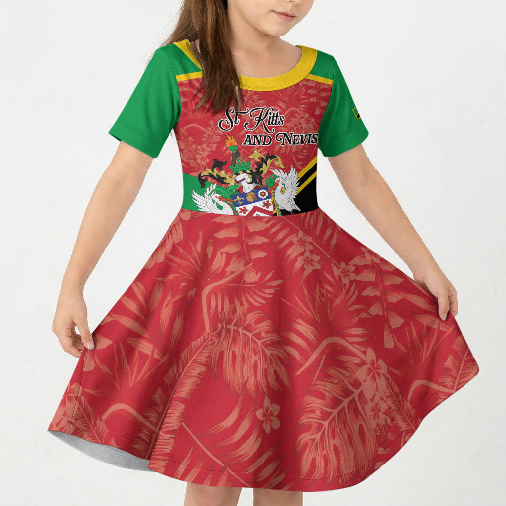 Personalized Saint Kitts and Nevis Kid Short Sleeve Dress Happy Independence Day