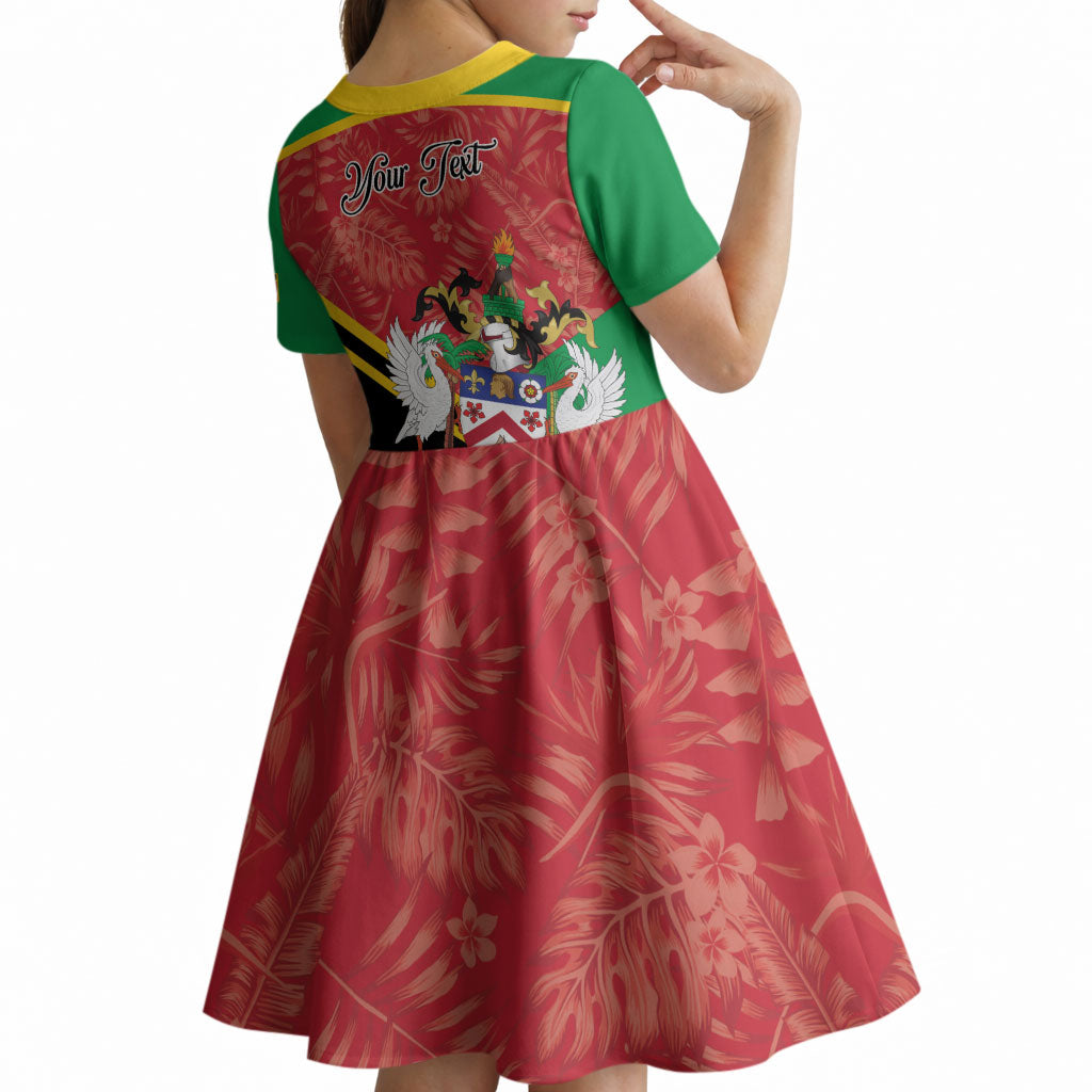 Personalized Saint Kitts and Nevis Kid Short Sleeve Dress Happy Independence Day
