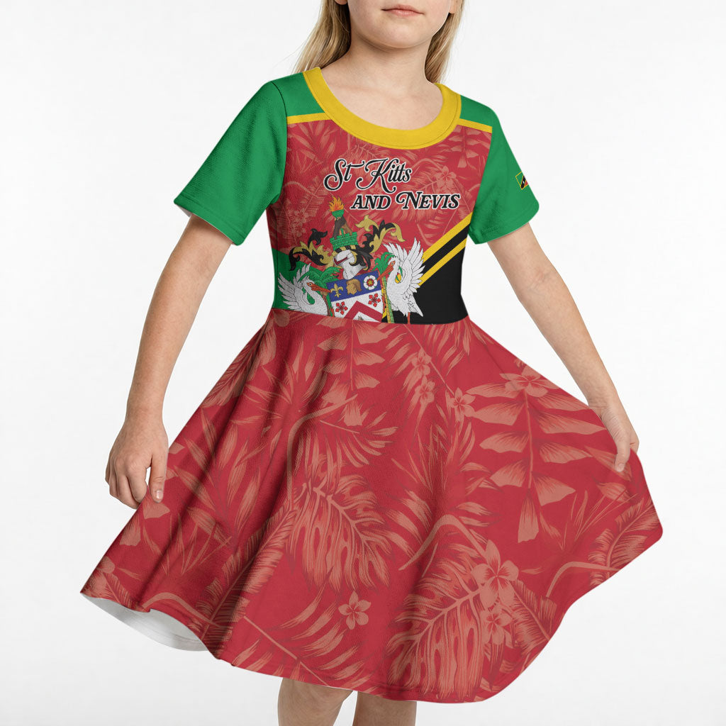 Personalized Saint Kitts and Nevis Kid Short Sleeve Dress Happy Independence Day
