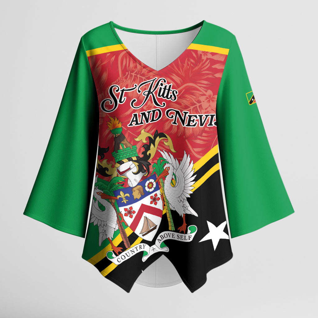 Personalized Saint Kitts and Nevis Kimono Sleeve Blouse Happy Independence Day