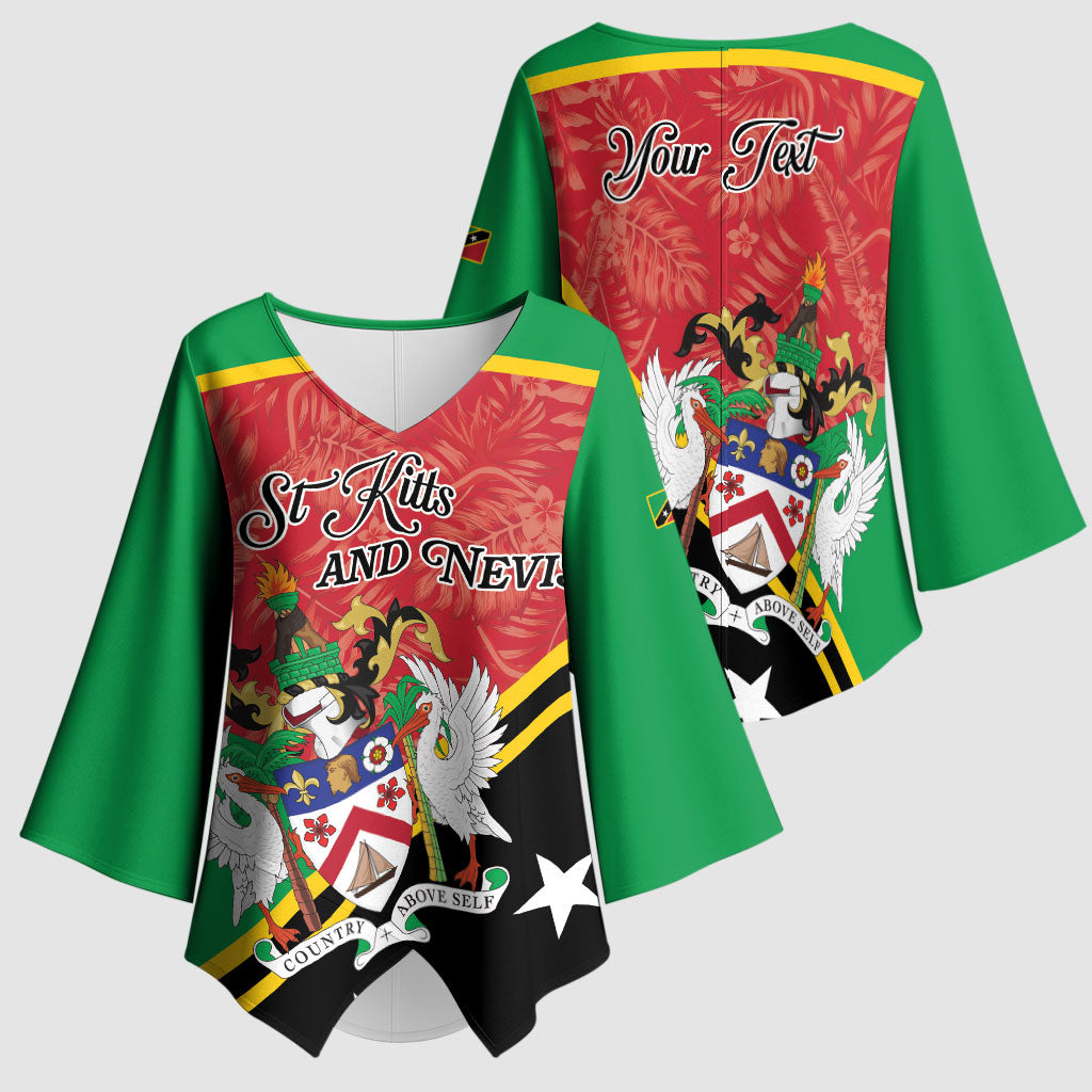 Personalized Saint Kitts and Nevis Kimono Sleeve Blouse Happy Independence Day